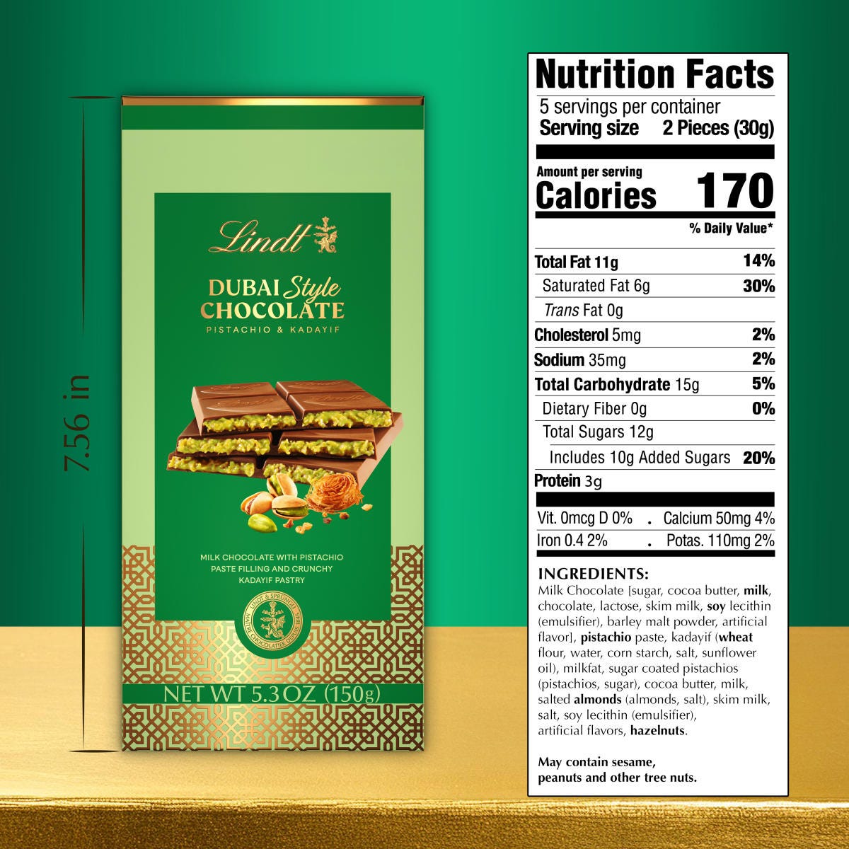 Lindt Dubai Style Milk Chocolate Bar (5.3 oz) - Image 3